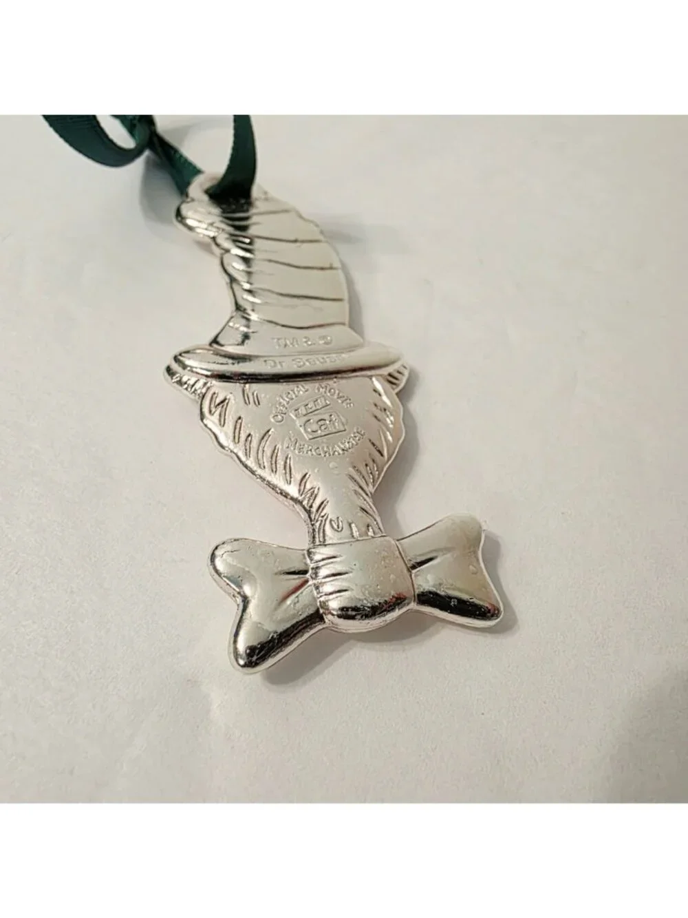 Vtg Dr. Suess Silver Plated Carr Cat in the Hat Holiday Christmas Ornament